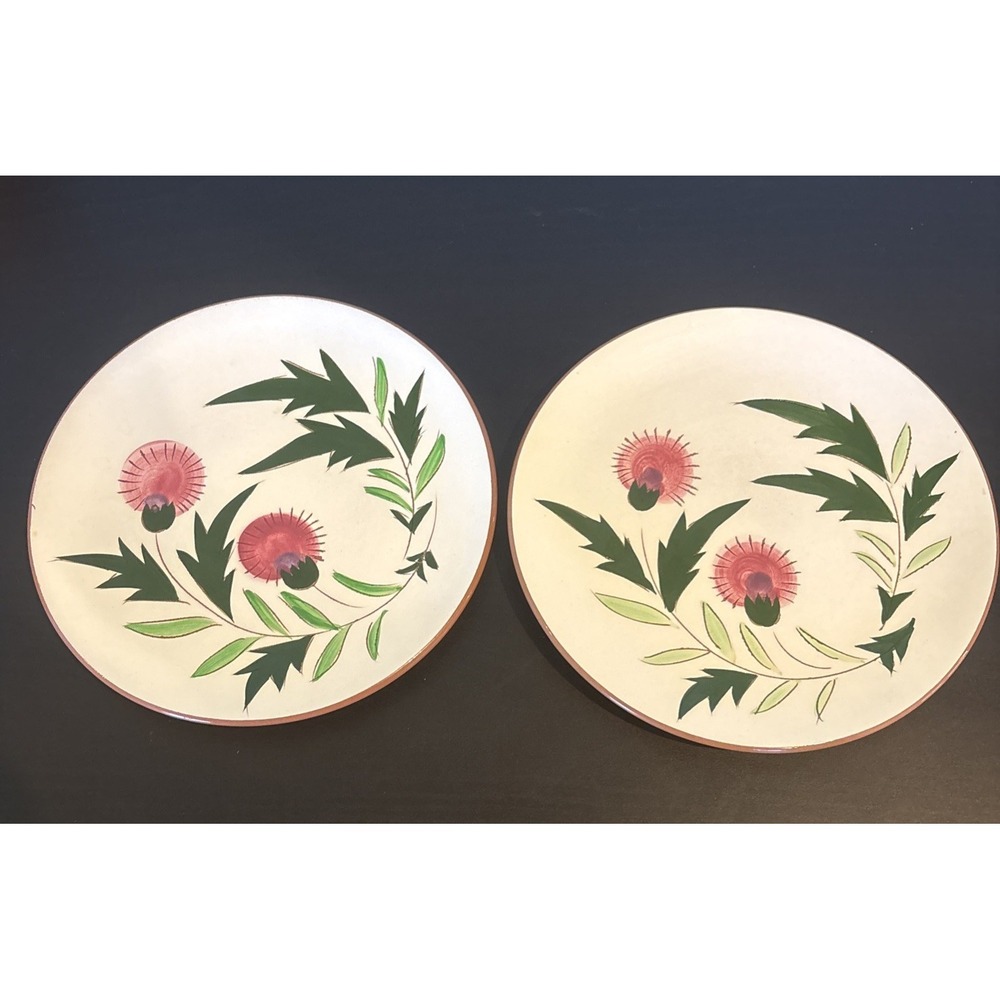Stangl Pottery Pink THISTLE 2 Salad Plates - 8" Vintage MCM